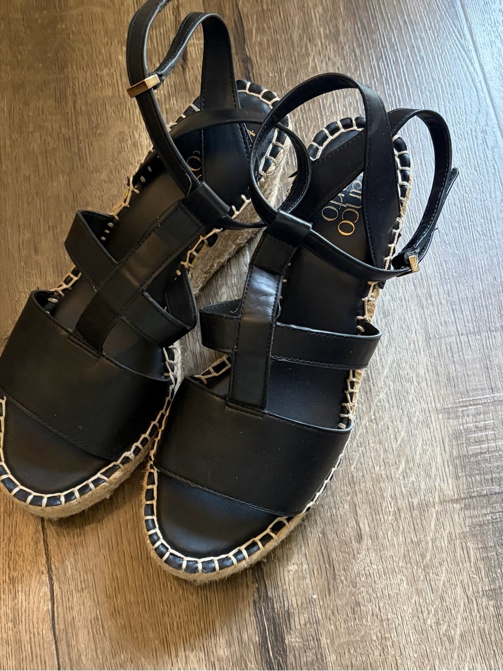 Franco Sarto Black Espadrille Platform Sandals